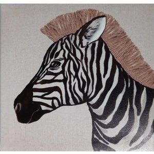 Wall Art Unframed CANVAS, ZEBRA, BLACK/WHITE & TAN